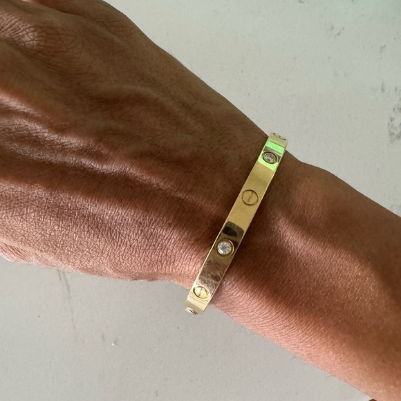 Authentic Cartier 18k Gold 4 Diamond Love Bangle - Picture 1 of 15
